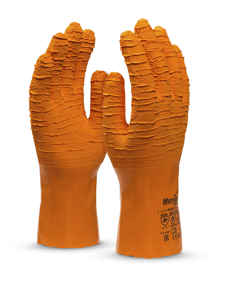 картинка Перчатки Манипула™ Фишер (интерлок+рельефный латекс 1,6мм), L-T-17/CG-948 от магазина ТД Спецодежда-Эталон
