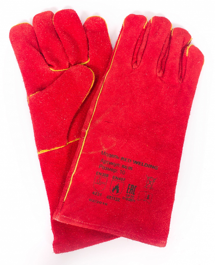 картинка Краги ТРЕК спилковые красные с подкладкой от магазина ТД Спецодежда-Эталон